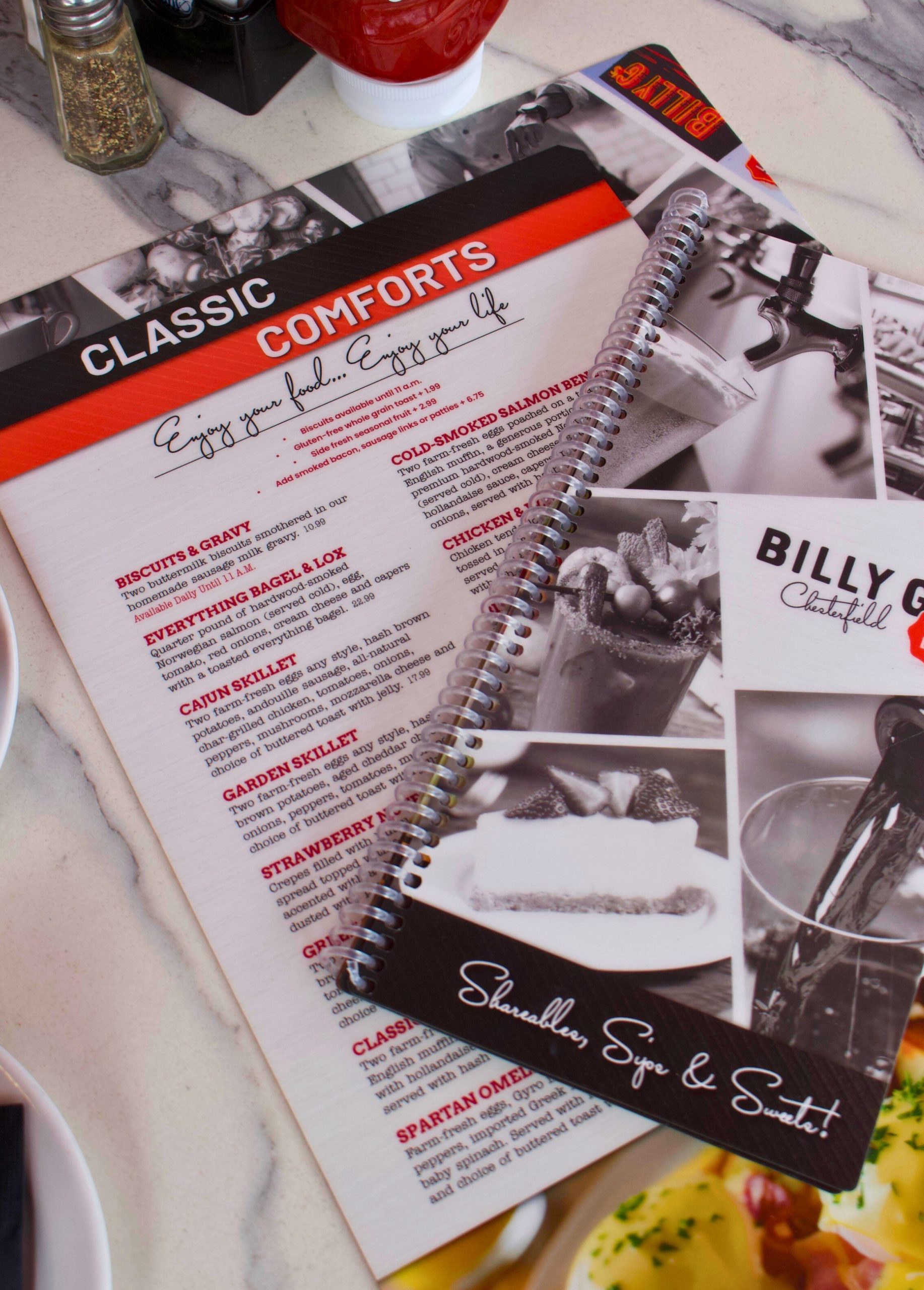 billy gs menu (2) Billy G's Chesterfield breakfast options